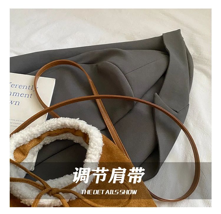 Faux Suede Solid Color Bow Hairy Cute Women's Handbags Christmas Gift Giving Fashion Bags 2025 Autumn/winter New Shoulder Bags