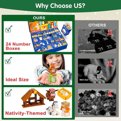 DIY Christmas Advent Calendar Gift Box Nativity Jesus Bricks Toys 24days Countdown Advent Calendars Christmas Home Decoration