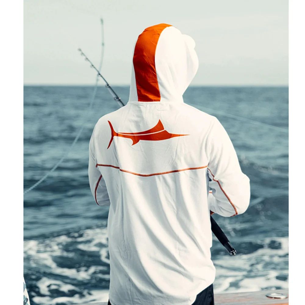 Camisas de Pesca de Manga Longa com Capuz Masculinas BILLFISH Gear Blusas Para Pesca Roupa de Desempenho para Pesca Camisa de Pesca UV Manga Longa