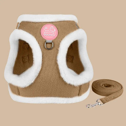 Colete Peitoral de Inverno Quente para Cães Chihuahua com Pelo, Conjunto de Colete Peitoral e Guia para Cães Pequenos, Filhotes, Yorkies, Acessórios para Mascotes
