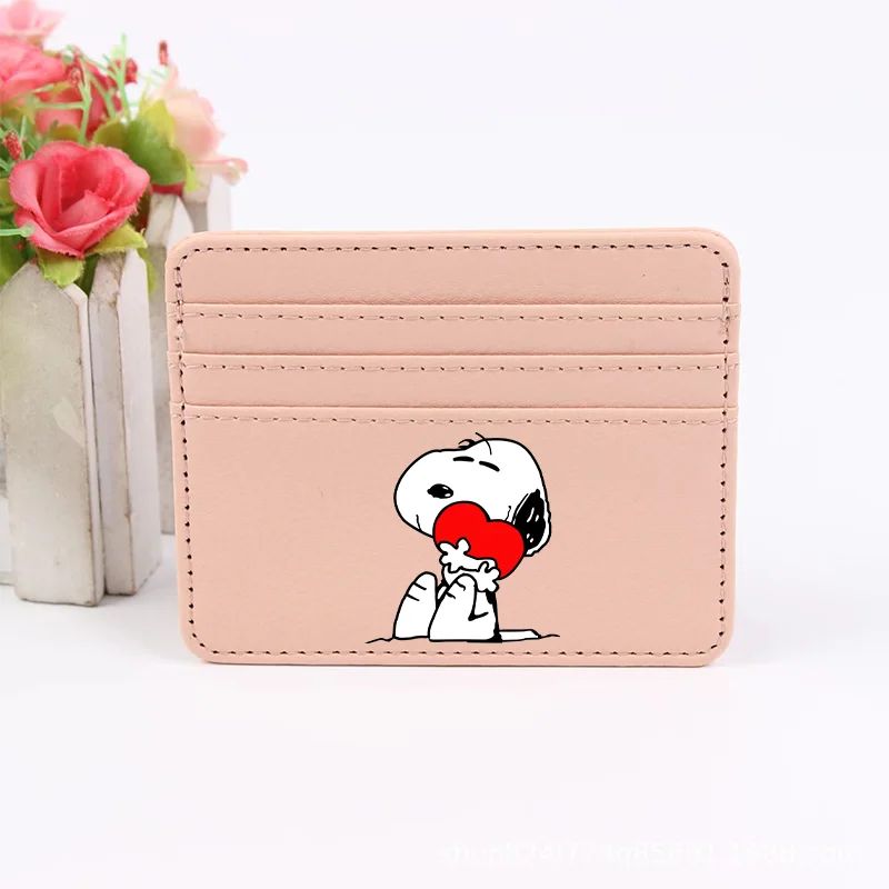 Bolsa Moedeiro Snoopy Peanuts Anime Porta Cartão de Crédito Passaporte Carteira de PU Capa para Cartões de Identificação Bolsa Presente de Aniversário para Crianças Homens Mulheres