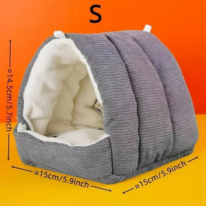 Cama de Pássaro para Gaiola, Cama de Pássaro Quente de Inverno com Pelúcia Macia, Rede Suspensa e Tenda de Cabana, Ninho para Dormir Escondido