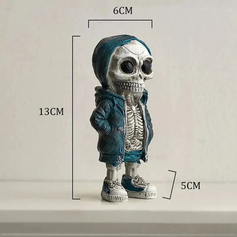 Cool Skeleton Dolls Figurines Skull Resin Statue  Halloween Party Decoration Home Accessories Living Room Bedroom Gift