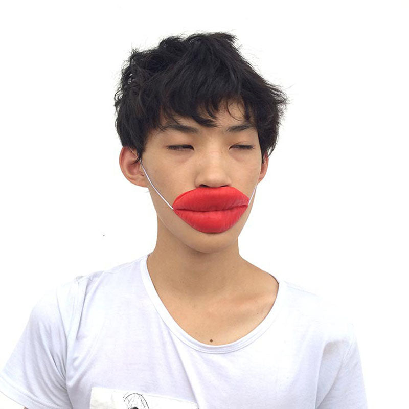Props Jokes Sausage Red Lips Thick Halloween Funny Horror Latex Mask F1FB