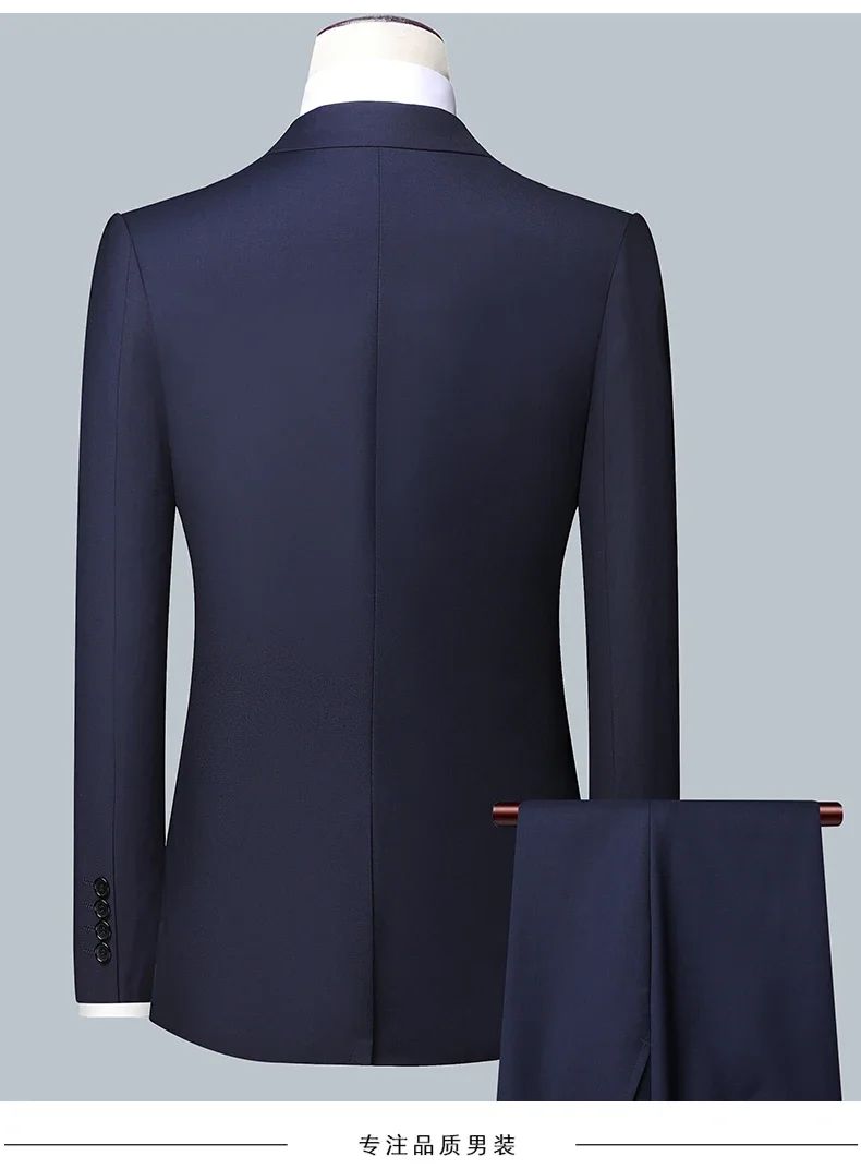 High quality Men Solid color Business - stylish handsome groom best man wedding dress 3/2/1 Single piece optional