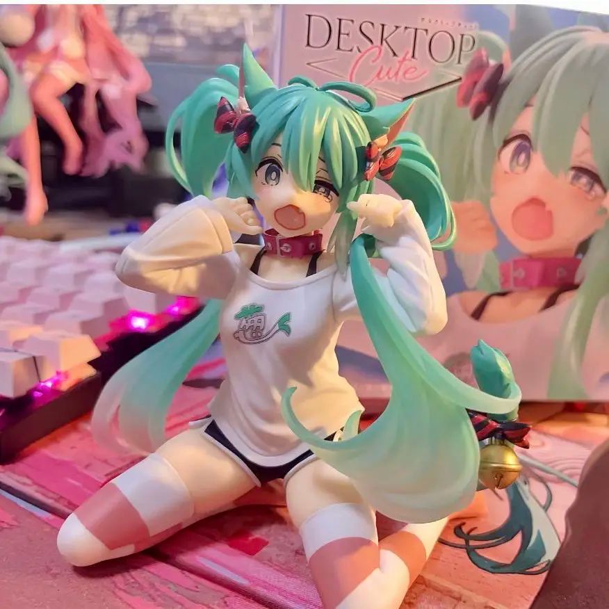 2026 ** 12cm Anime Hatsune Miku Action Figure with Cat Ear Long Sleeve Clothes PVC Model Toy for Children Gift Collectible