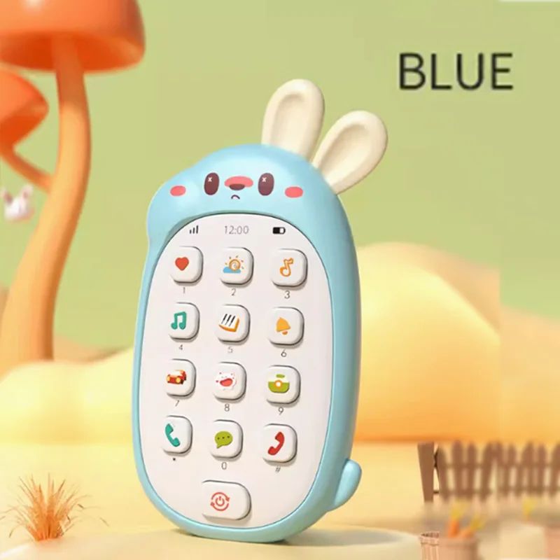 Telefone de brinquedo para bebês, atóxico e inodoro, com música multifuncional, brinquedo infantil de coelho, sem bateria