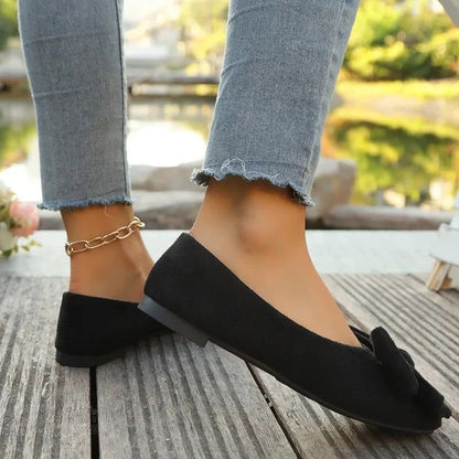 Women's Flat Shoes 2025 Hot Sale Ladies Slip on Flats Outdoor Women Round Toe Bow Tie Soft Bottom Plus Size Shallow Shoes Female