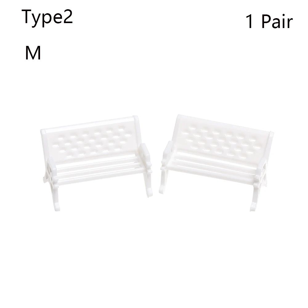 1SET Doll House Miniature Bench Stools White Chair Cute Fairy Garden Gnome Moss Terrarium Bonsai DIY Craft Home Decoration