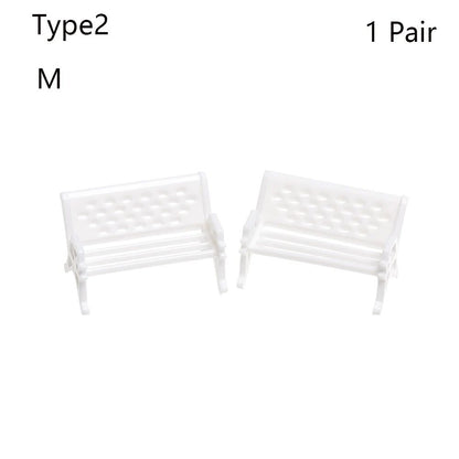1SET Doll House Miniature Bench Stools White Chair Cute Fairy Garden Gnome Moss Terrarium Bonsai DIY Craft Home Decoration