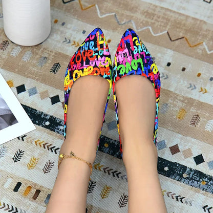 Women's Shoes Loafers Ballet Flats Pointed Toe Barefoot Slip-on Casual Flat Heel Comfortable Random Pattern Woman Shoe Size 43