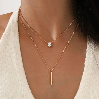 Colar de Pingente em Camadas na Corrente de Pescoço Feminino Cristal Zircônia Coração Estrela Charm Colar Camadas Vintage Joias de Pescoço Femininas Quentes
