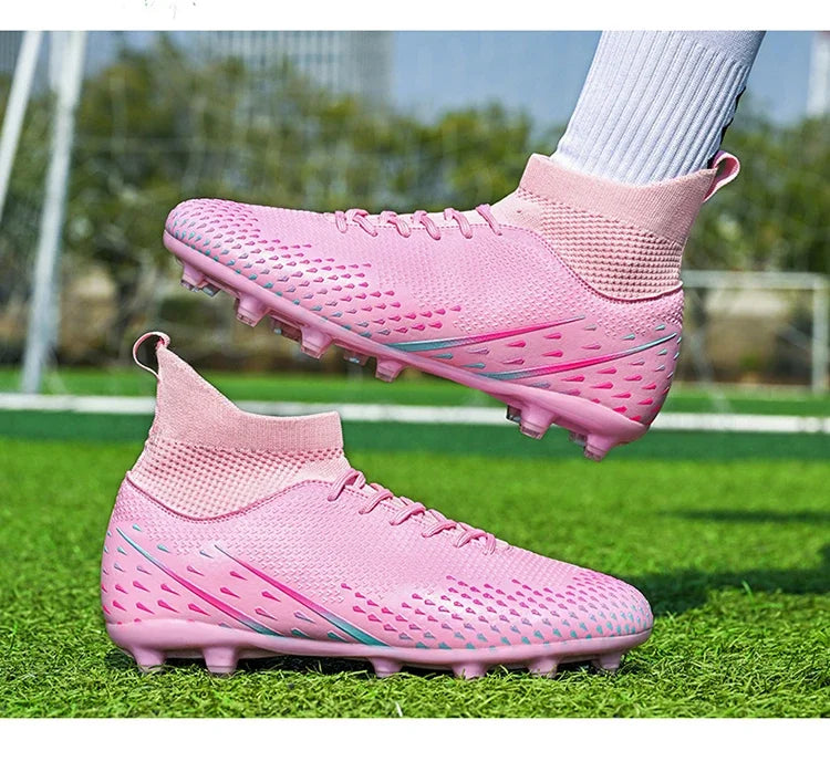 Red Male Football Boots Outdoor Training Football Field Cleats Man Lace-Up Anti-Slip Men’s Soccer Shoes Society botas de futbol