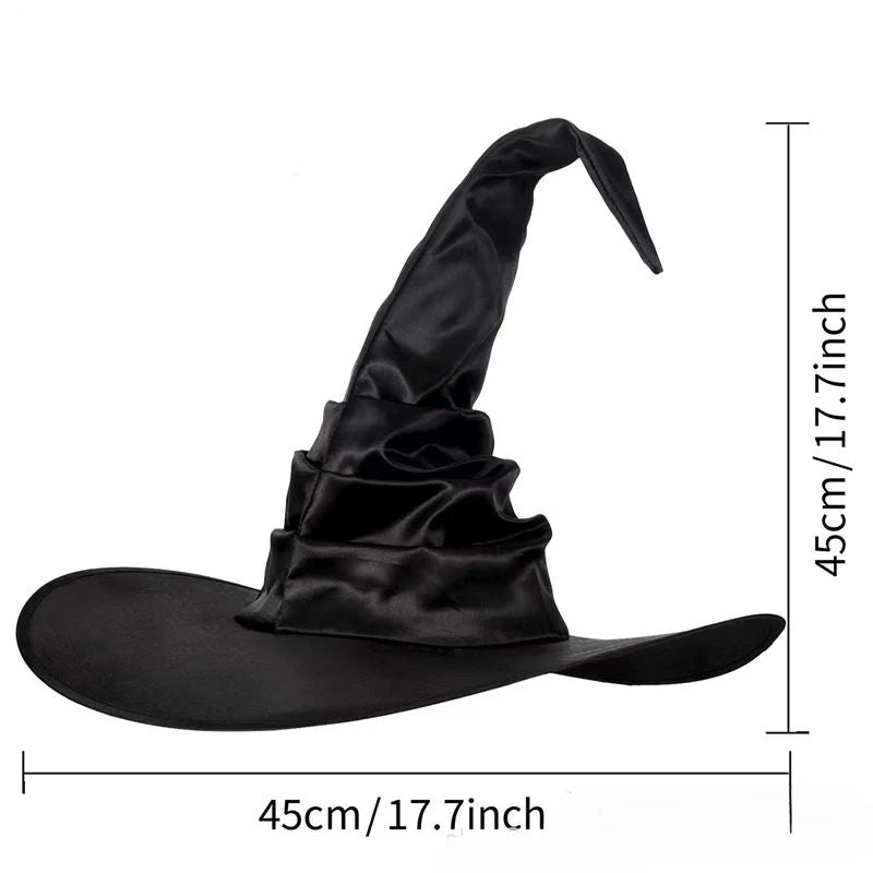 Chapéu de Bruxa de Halloween - Acessório Dobrável de Cosplay de Mago, Boné Preto de Diabo para Adultos Mulheres Homens, Fantasia e Decoração de Festa