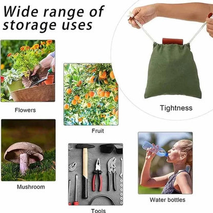 Multipurpose Collapsible Canvas Foraging Bag Berry Mushroom Picker Drawstring for Camping Hiking Beachcombing Outdoor Gear