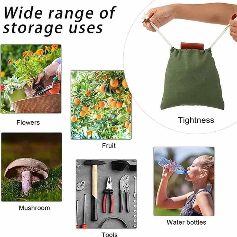Multipurpose Collapsible Canvas Foraging Bag Berry Mushroom Picker Drawstring for Camping Hiking Beachcombing Outdoor Gear