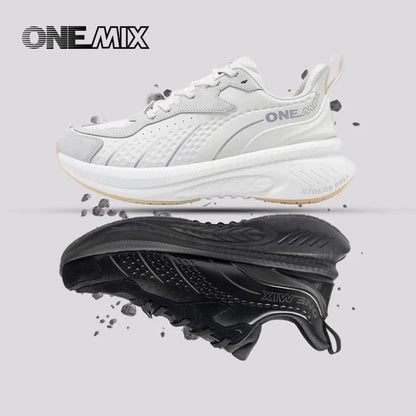 Tênis de Corrida de Treino de Inverno ONEMIX 2025 para Homens Tênis Esportivos de Couro Quente Resistente ao Desgaste Feminino Tênis de Caminhada para Corrida