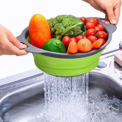 Escorredor Dobrável Cesto de Lavar Frutas Legumes Escorredor de Louça Escorredor de Silicone Escorredor Dobrável Utensílios de Cozinha