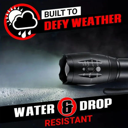 High Power LED Flashlight T6 Aluminum Alloy Zoomable Tactical Torch Battery powered Waterproof Outdoor Light For Camping Lantern