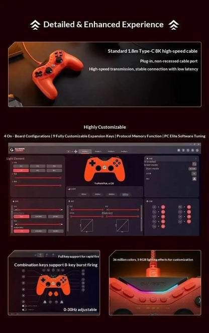 NEW Tarantula 8K Wired Esports Controller Gen-2 TMR Sticks 8000Hz Polling 0.5ms for PC Steam Switch Android iOS