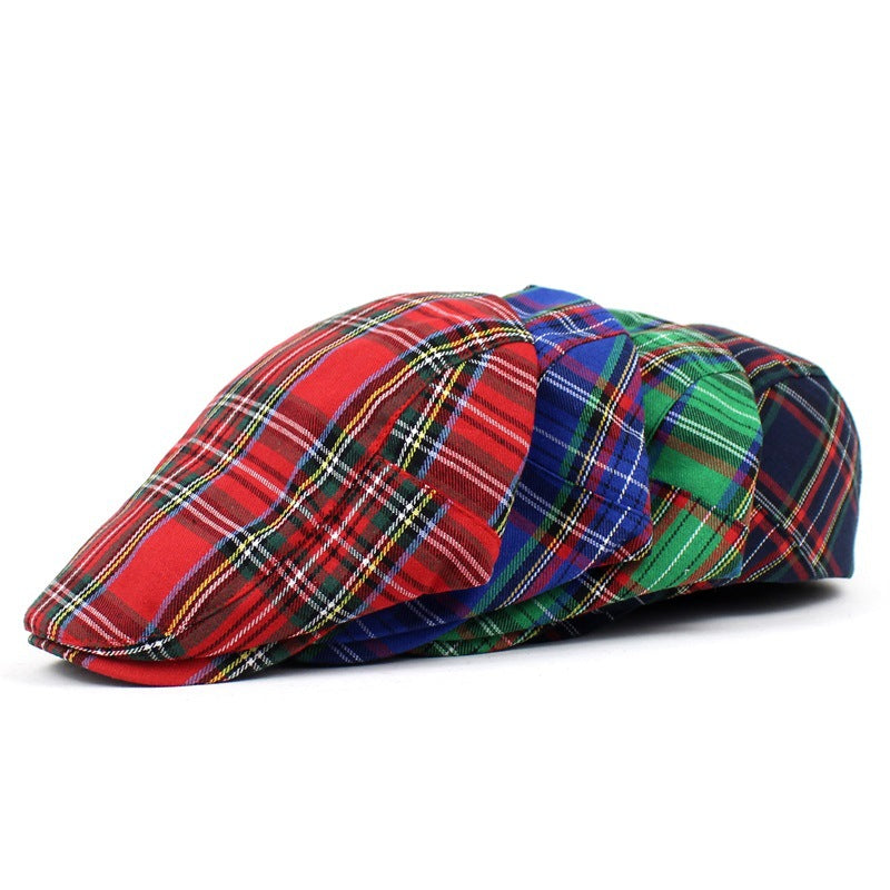 Beret British Plaid Peaked Cap Newsboy Cap Colorful Style Women Men's Forward Hat