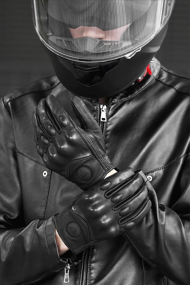 Luvas de Couro para Motociclista Masculinas Femininas 4 Estações Direção Supertech Preto/Branco Luvas de Corrida Motoqueiro Couro Bovino Corrida Moto Cavaleiro