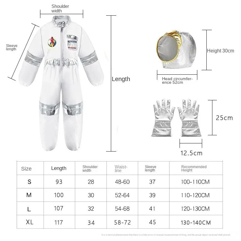 Halloween Astronaut Cosplay Costume Kids Boy Girl Jumpsuit Cartoon Space Party Spaceman Outfit White Spacesuit Bodysuit Clothing