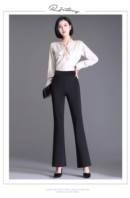Spring Autumn New Bootcut Pants Women's Slimming Versatile Korean Style Loose-fit Fashionable Trousers Drop Leg Bell Pants Women