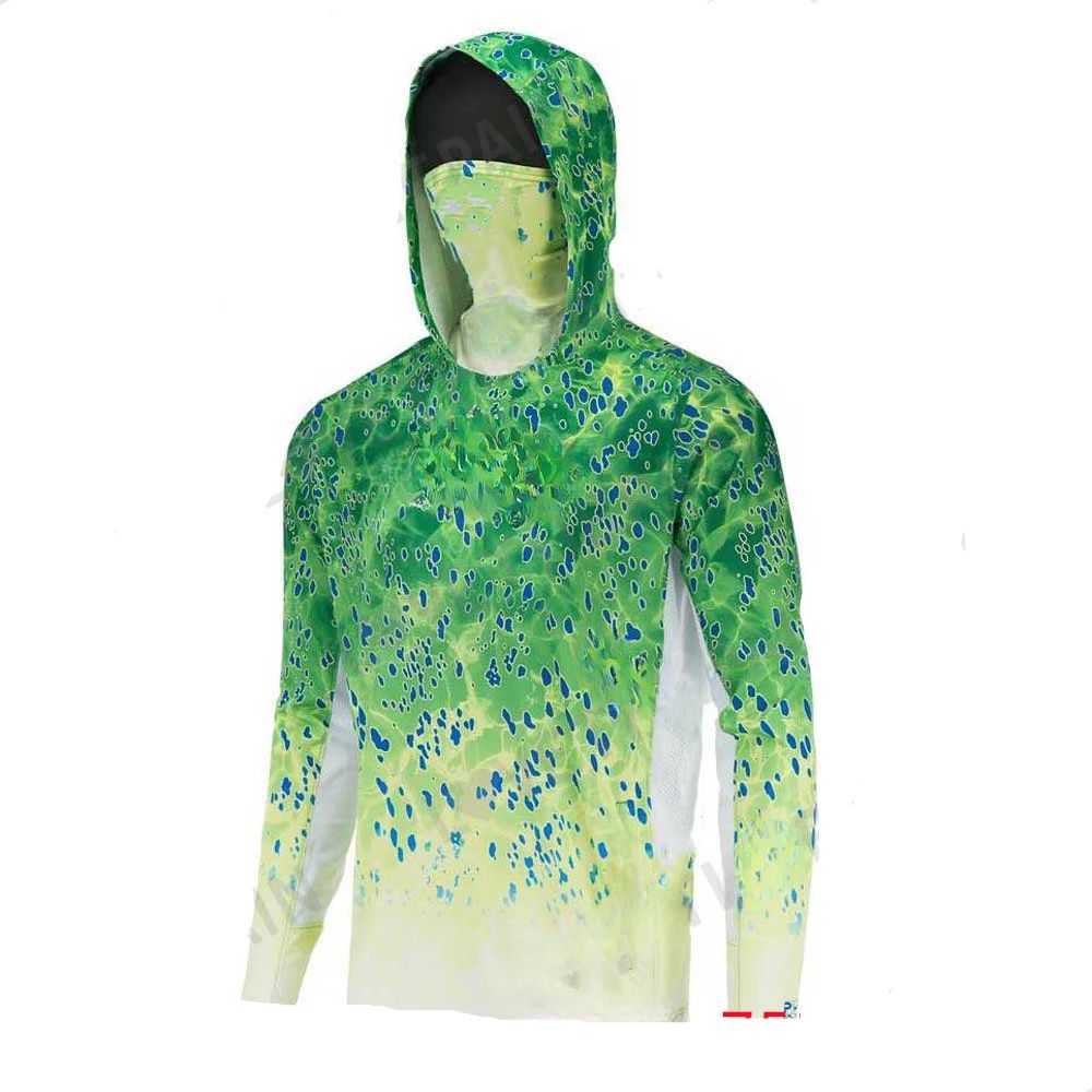 Camisas de pesca infantis Upf 50+ Camisa de pesca de manga longa com máscara, protetor de pescoço e capuz que mantém a cabeça e o rosto aquecidos para atividades ao ar livre, caminhadas e corridas