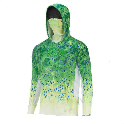 Camisas de pesca infantis Upf 50+ Camisa de pesca de manga longa com máscara, protetor de pescoço e capuz que mantém a cabeça e o rosto aquecidos para atividades ao ar livre, caminhadas e corridas