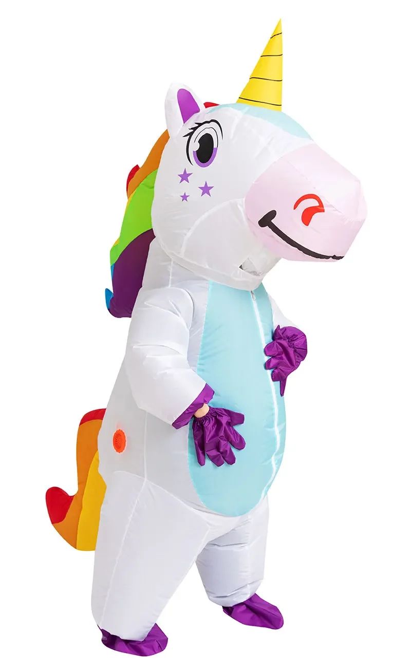 Inflatable Unicorn Costume Adult Kids Rainbow Halloween Costumes for Wommen Men Adult Carnival Mascot Christmas Cosplay