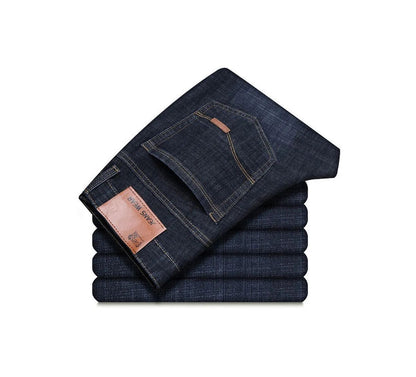 2025 Spring Autumn New Men's Jeans Casual Straight Stretch Fashion Classic Blue Black Work Denim Trousers Male Brand Clothing