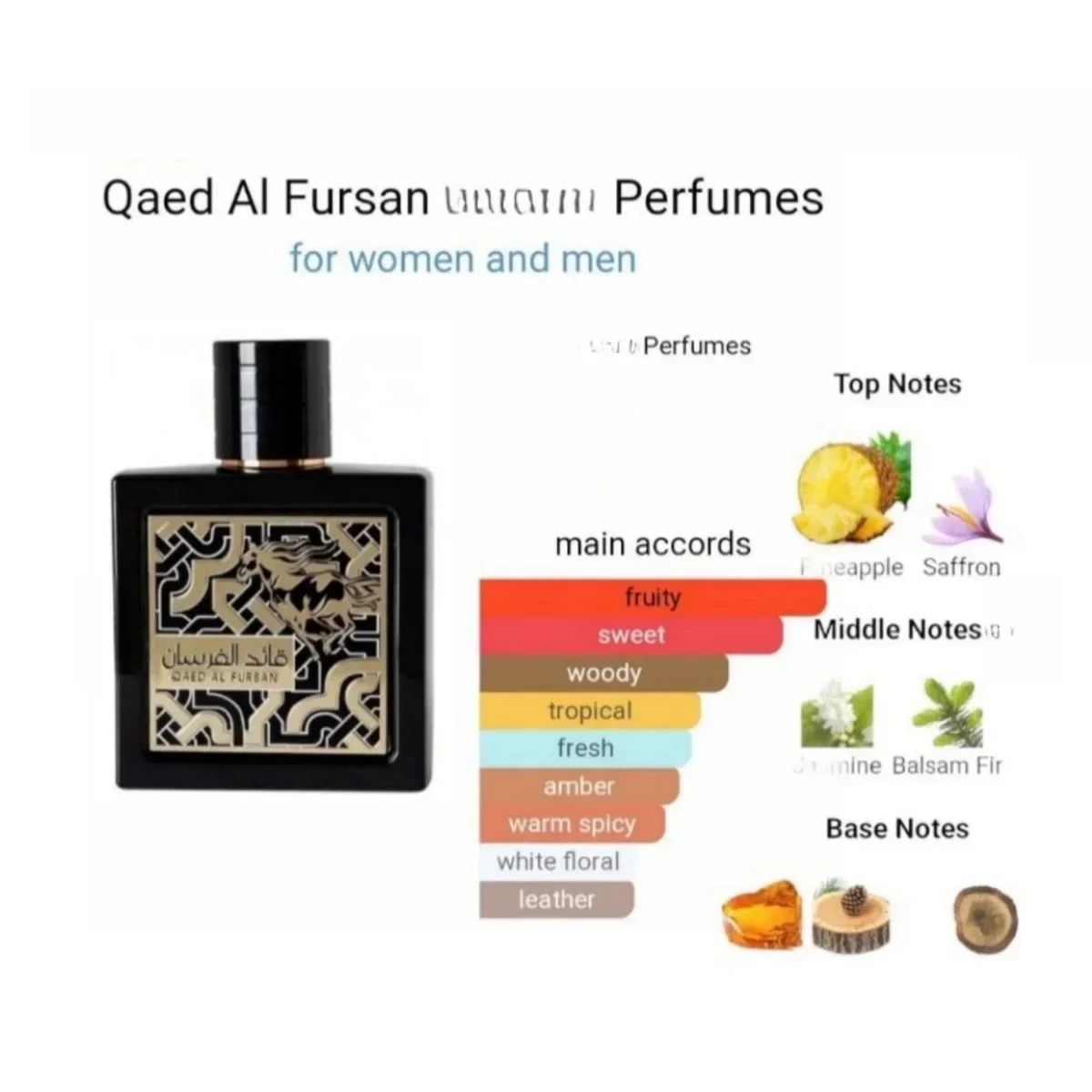 Colônia Árabe Fursan 100ml Perfume Unissex Masculino Feminino Alta Qualidade Longa Duração Levemente Perfumado Feromônios Presentes