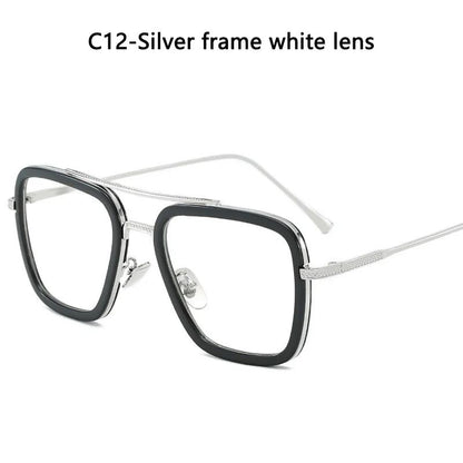 Óculos de Sol da Moda Armação Quadrada Estilo Tony Stark Óculos de Sol Feminino Masculino Quadrado Grife Óculos Retrô Masculino Iron