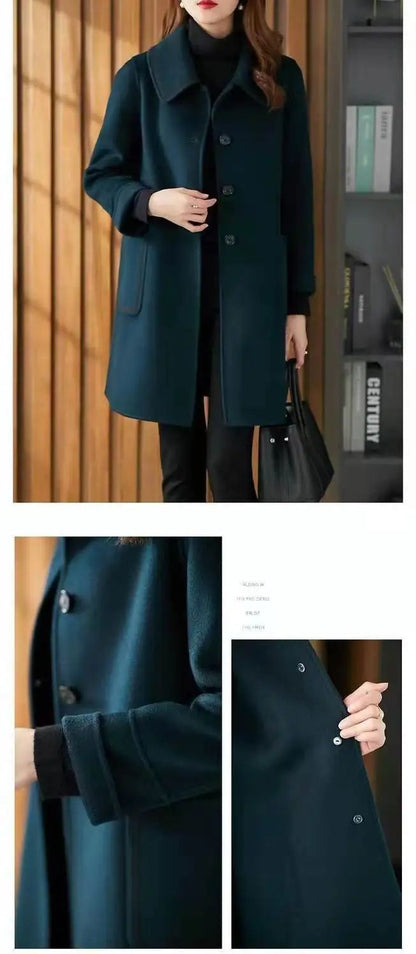 Fashionable Age-Reducing Double-Sided Woolen Coat Medium-Length 2024 Spring New Loose-Fit Slimming Woolen Jacket For Women