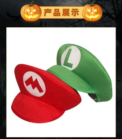 Super Marios Bros Cartoon Hat  Adult Kids Game Super Luigi Bors Cosplay Hats Red Green Cap Children Cosplay Gifts
