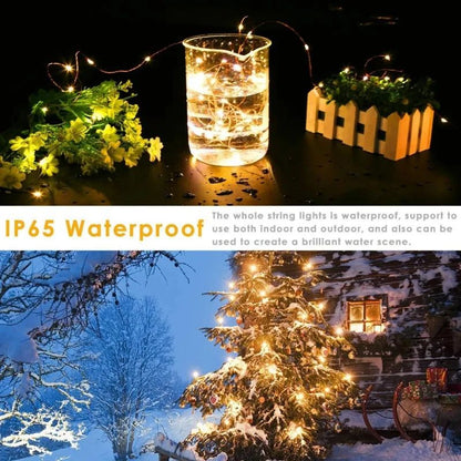 2/5/10/20/30M USB Fairy String Lights LED Sliver Wire Lights With 8 Lighting Modes Remote Control For Bedroom Christmas Decor