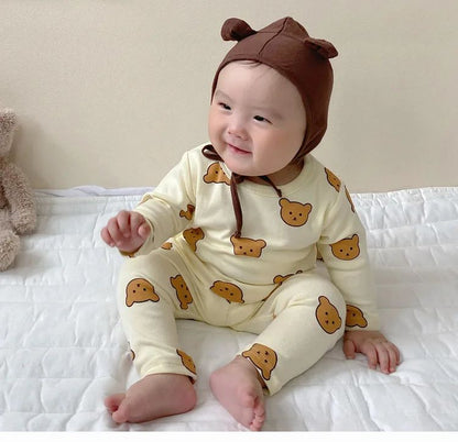 0-3T Baby Cotton Top Pant Suit Newborn Kid Boys Girls Clothes Set Long Sleeve Pj Set Cute Sweet Sleepwear Pajamas Set Outfit