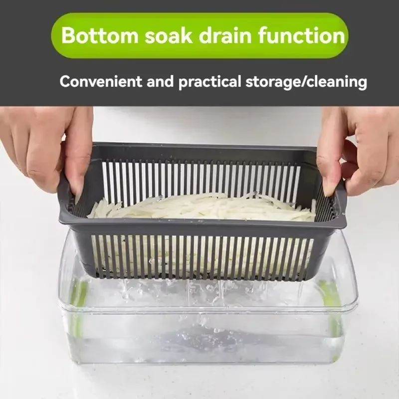 Vegetable Cutter Multifunctional Kitchen Tool, 5-in-1 Food Chopper for Tomato Carrot Cheese Onion, Handheld Slicer Dicer Grater
