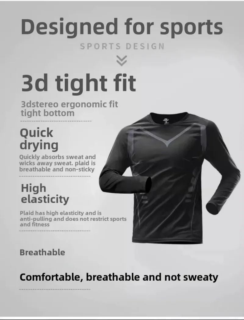 Men's Thermal Plush Base Layer Set Winter Thickened Running Trainning Quick Drying Clothes Fitness Tight Sports Men's Sweats Set