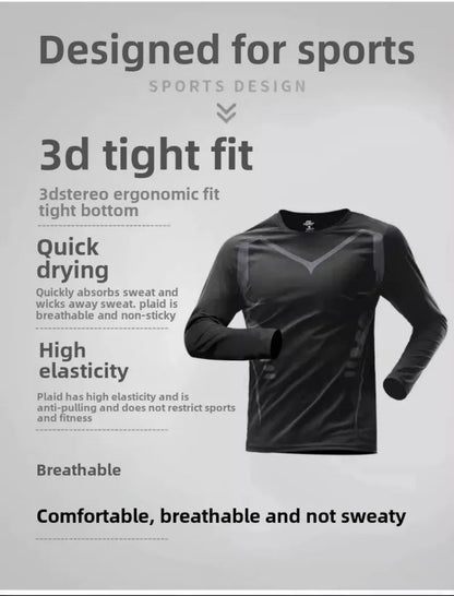 Men's Thermal Plush Base Layer Set Winter Thickened Running Trainning Quick Drying Clothes Fitness Tight Sports Men's Sweats Set