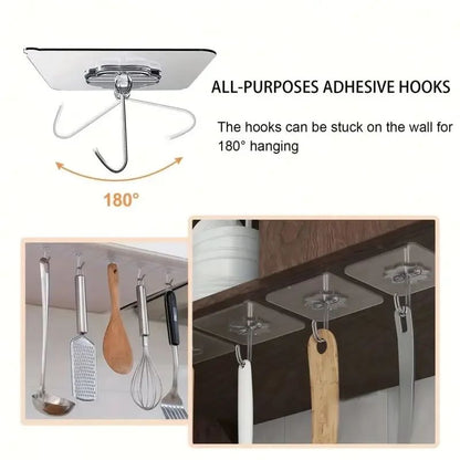 100PcsTransparent Self adhesive wall hooks Multi-Purpose Wall Hook Key Holder Towel Holder For Kitchen Bathroom Accessories