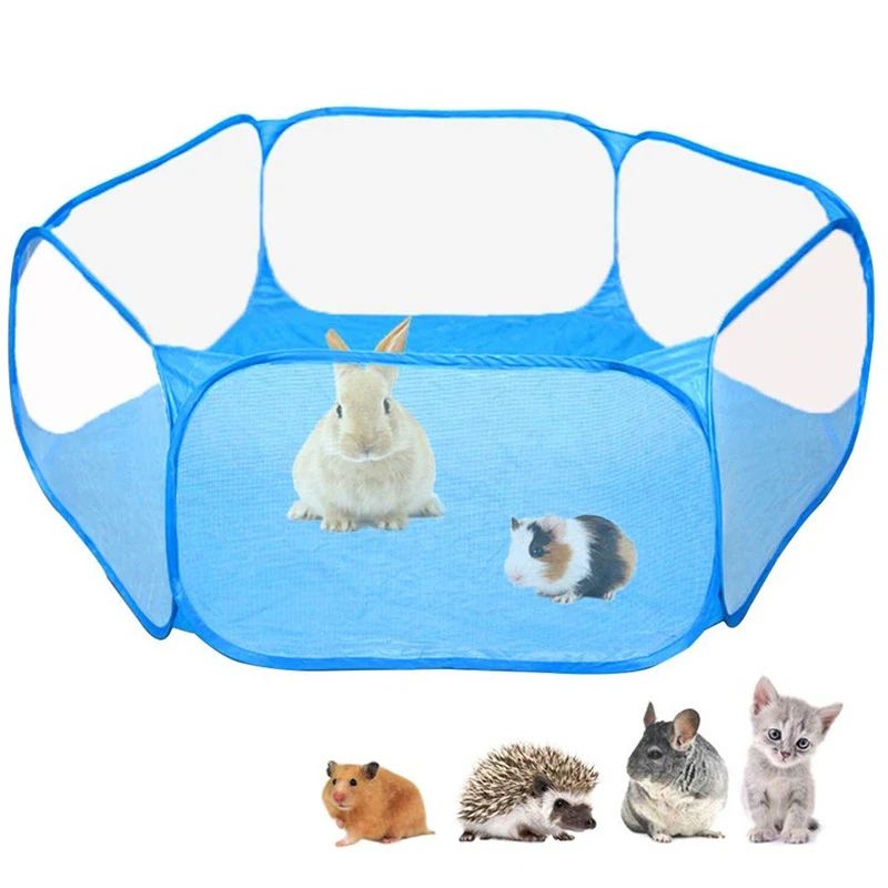 Cercado Portátil para Pequenos Animais Gaiola Transparente para Gatos e Cães Tenda Pet Cercadinho Dobrável Aberto Para Cães Hamsters Coelhos Porquinhos-da-Índia