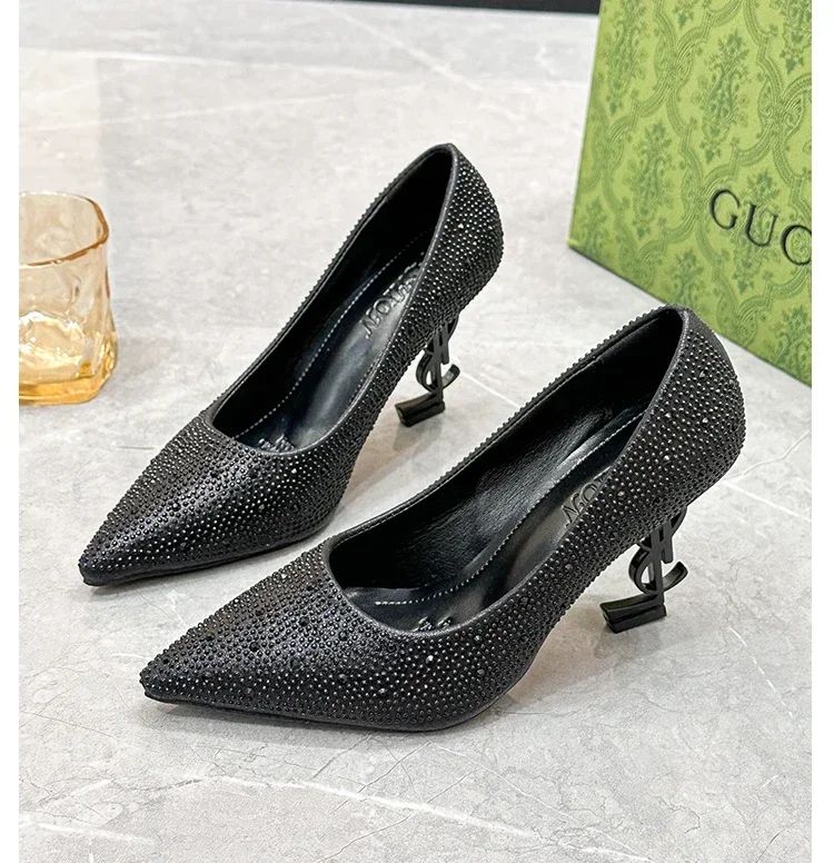 Heels Women New Design Metal Heel Patent Leather Banquet High Heel Sandals Elegant Sexy Women's High Heels Zapatos De Mujer