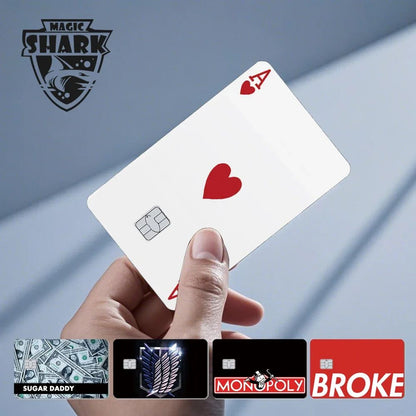 Magic Shark Sugar Daddy Meme Poke Money Funny Sticker Cover Skin Protective for Small Large Chip Credit Debit Card