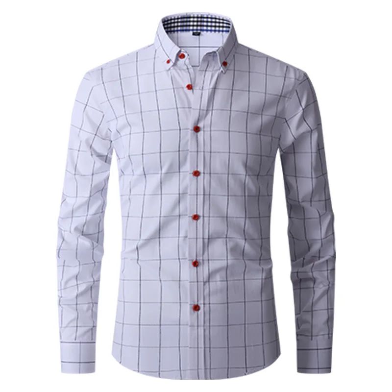 Brand New Men Shirt Male Dress Shirts Plaids Men's Casual Long Sleeve Business Formal Plaid Men's Shirt Camisa Social
