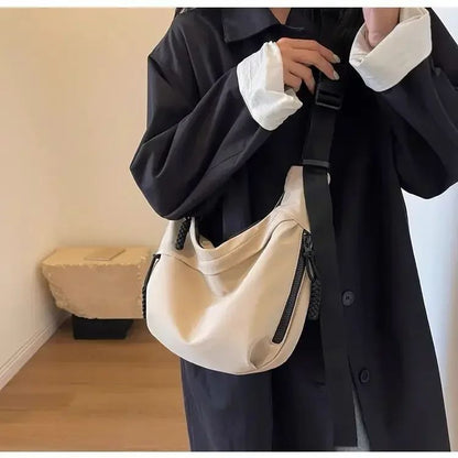 Fashion High Capacity Solid Color Single Shoulder Totes Bag Nylon Hobos Crossbody Bags Solid Casual Zipper Women's Bags