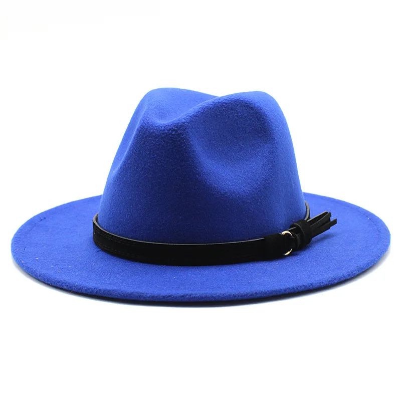 Gangster Trilby Felt Fedora Hat European American Wide Brim Top Jazz Caps Women Men Wool White Wedding Hat 56-58-61CM
