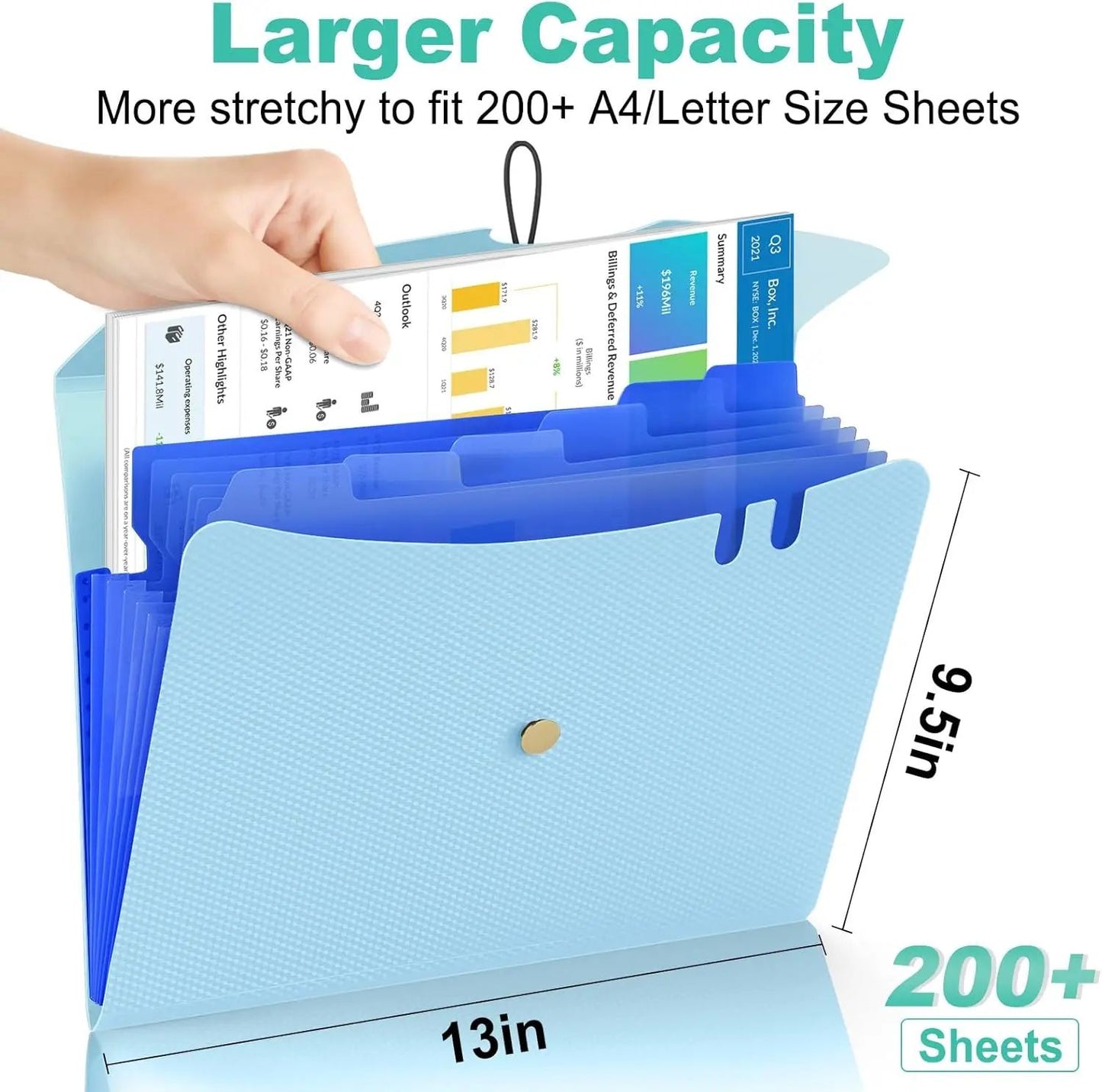 Expandable File Folder, Letter Size Organ Organizer, 5 File Pockets, Portable Organizer for School Office Supplies