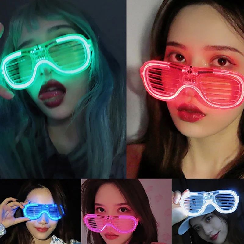 Light Up LED Shutter Glasses Party Sunglasses Glow in The Dark Neon Blinds for Rave Christmas Birthday Wedding  Party Decoration